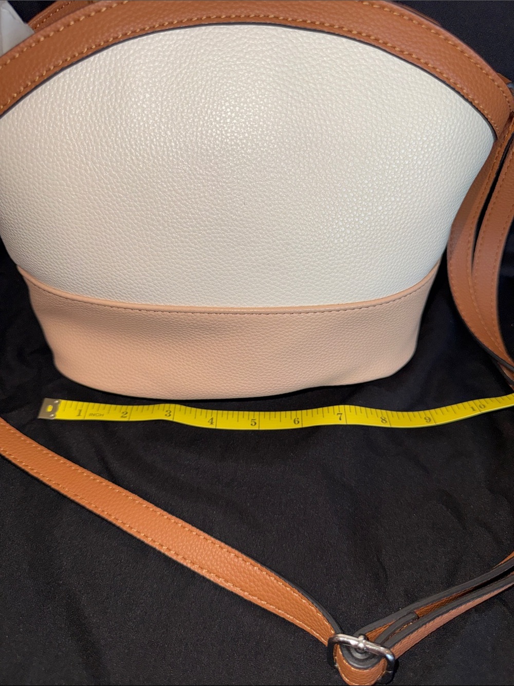 Women’s Cream and Tan Crossbody Satchel